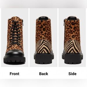 SCHUTZ Leopard and Zebra Print Combat Boots